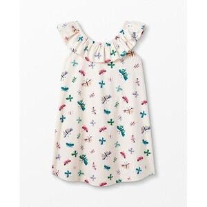 Hanna Andersson girls ruffle‎ neck swing dress with Butterflies size 6-7